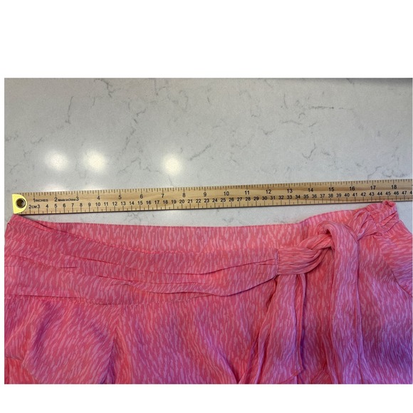 Aerie‎ Ruffle Mini Wrap Skirt Tie Waist Flowy Lightweight Chiffon Pink Sz L NWT - Picture 7 of 7